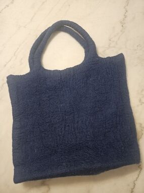 Toni Wool Navy Blue Tote Bag